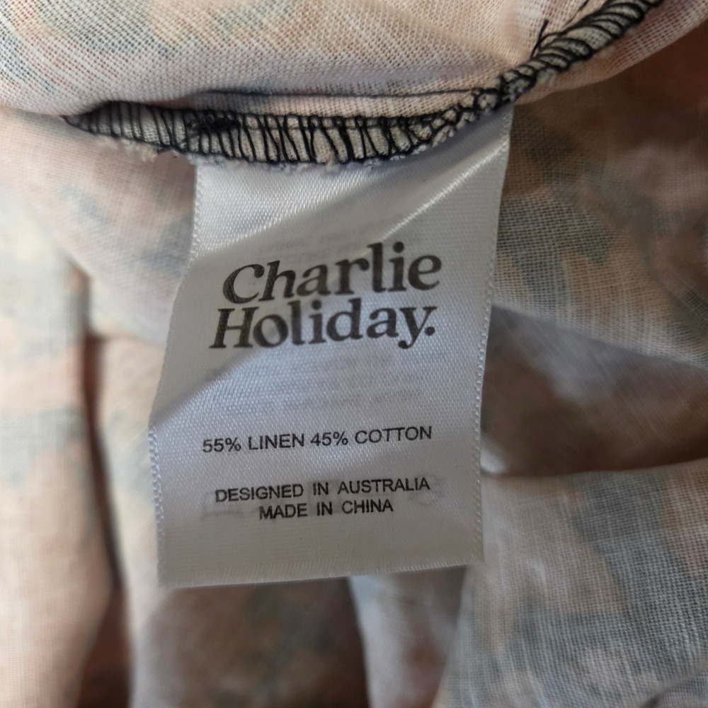 NWT Charlie Holiday Mila Blouse Burnt Paisley Orange Linen Cotton Top Size XL - Picture 8 of 9